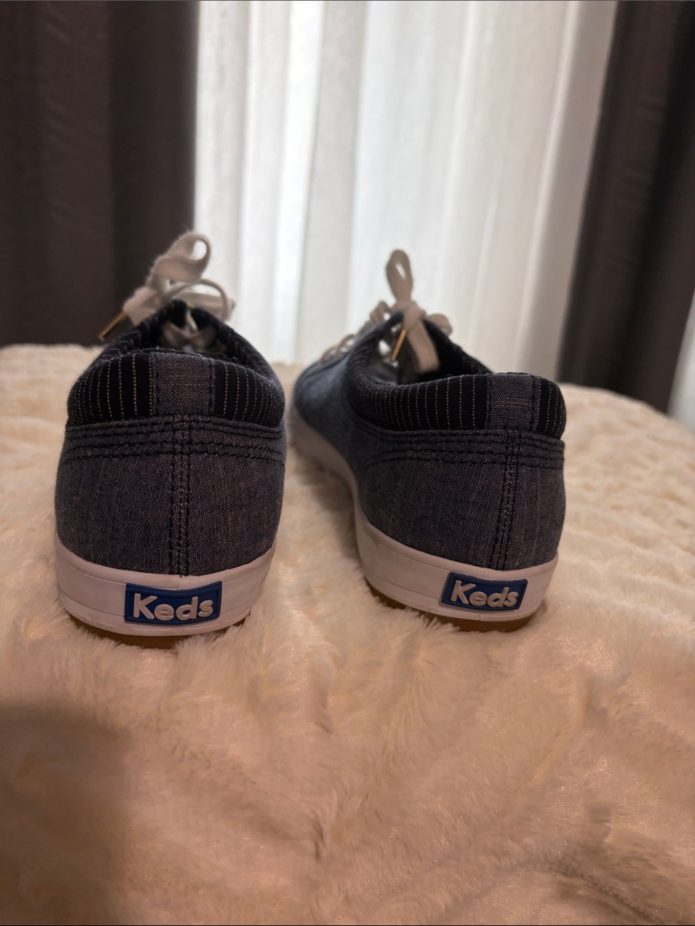 Keds Denim Low-Top Sneakers in Dark Blue with White Soles - Picture 5 of 7